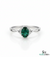 Oval Cut Emerald Ring with Diamond Halo & Split Shank Band