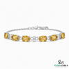 Elegant Oval Citrine Diamond Bracelet -Diamond Link Bracelet