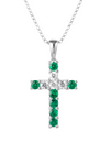 Elegant Natural Emerald Cross Pendant Necklace in 14K Gold Unique Pendant for her