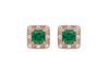 Octagon Natural Emerald & Diamond Halo Stud Earrings in 14k gold