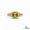 Natural Green Peridot & Diamond Ring – Emerald Cut in 14k and 18k Gold