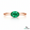 Oval Cut Green Emerald Ring in Gold – Minimalist Natural Gemstone Stackable Ring