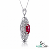 Oval Red Ruby Statement Pendant Intricate Floral Gold Jewelry
