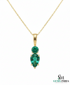 Two-Stone Natural Emerald Drop Pendant Round Pear Cut Design