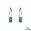 Classic Oval Emerald & Diamond Curved Drop Earrings