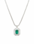 2.50 carat Green Emerald Diamond Halo Necklace With Luxury Emerald-Cut Pendant Anniversary gift
