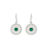 2.10 carat Sun Halo Natural Emerald Dangle Earrings in 14k Gold – Artisan Boho Luxury