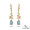 Pear Opal Drop Earrings with Diamond Spiral Design