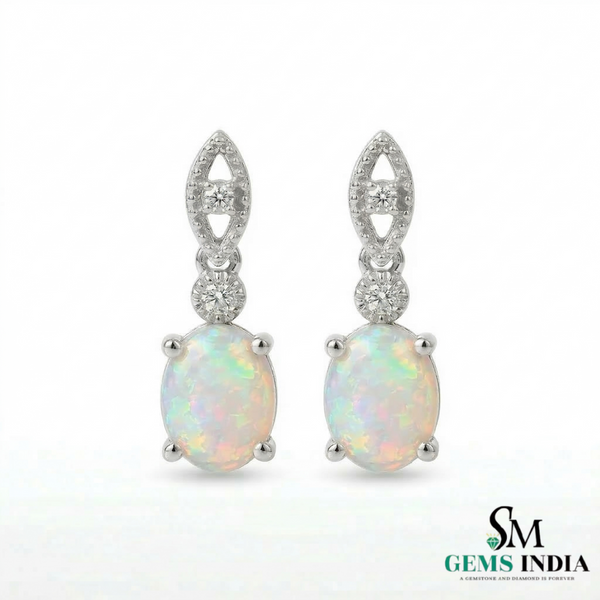 Vintage Inspired Opal Dangle Earrings for Women - Elegant Opal Jewelry
