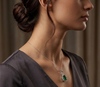 Pear Emerald Drop Pendant Necklace with Diamonds - Minimalist Fine Jewelry