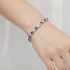 Round Natural Amethyst Diamond Bracelet for Women - Fine Gold Jewelry