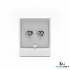 Round Luxury Multi Color Sapphire Open Heart Stud Earrings - Luxury Heart Earrings