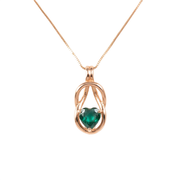 1.60 carat Timeless Heart Shape Natural Emerald interlaced teardrop design Pendant Necklace in Gold – Gift of Love