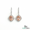 Oval Cut Morganite Halo Earrings with Diamond Accents – Elegant Bridal Dangle Jewelry