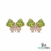 Green Peridot Heart Shape Earrings with Diamond Accent – Elegant Stud Earrings