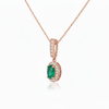 2 carat Oval cut 14K Gold Natural Emerald Halo Pendant with Dainty Diamond Accents