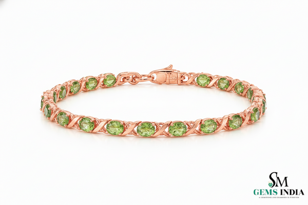 Oval Peridot Tennis Bracelet - Elegant Green Stone Jewelry