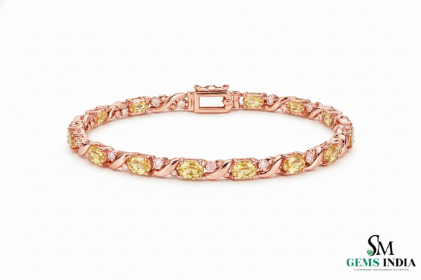 Luxury Oval Citrine & Diamond Twisted Bracelet - Elegant Jewelry Gift