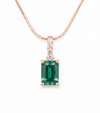 2.10 carat Emerald Cut Natural Emerald Pendant Necklace in 14k gold with Diamond Accent Bail Design