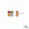 Rainbow Sapphire & Diamond Clover Stud Earrings - Fine Gemstone Jewelry