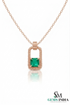Octagon Emerald Green Gemstone Pendant For Woman - Gift for Her