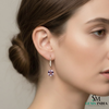 Cushion Cut Amethyst Drop Earrings with Diamond Leverback