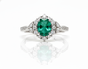 2.50 carat Oval Cut Emerald and Diamond Halo Ring in 14K Gold Vintage Engagement Ring