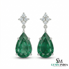 4.20 carat ear Cut Emerald Drop Earrings in Gold Elegant Drop Design
