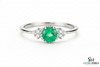 Round Natural Emerald Halo Ring with Diamond Accents – Fine Gold Jewelry