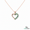 Heart Shape Emerald & Diamond Pendant - Solid Gold Pendant