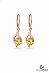 Oval Shape Natural Swirl Design Citrine Diamond Dangle Earring – Elegant Everyday Wear