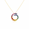 1.40 carat Rainbow Circle Swirl Pendant Spiral Multicolor Stone Necklace