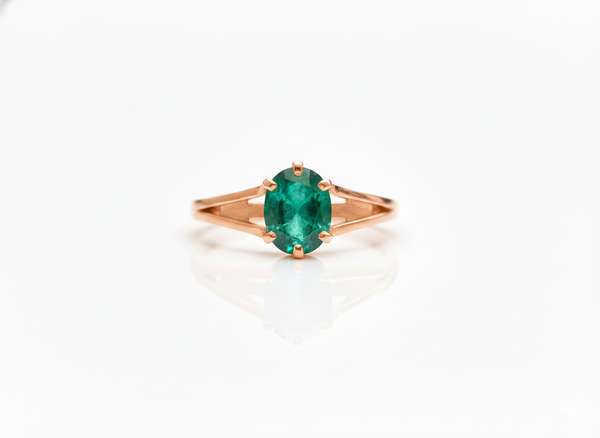 Cushion Cut Natural Emerald 2 carat Engagement Ring in 14K Gold Minimalist Fine Jewelry
