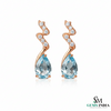 Natural Aquamarine Pear Drop Earrings with Diamond Accents