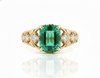 2.80 carat Octagon Natural Emerald And Diamond Engagement Ring in 18k gold Gift For Her
