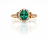 2.50 carat Oval Cut Emerald and Diamond Halo Ring in 14K Gold Vintage Engagement Ring