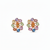 2.80 Carat Oval Rainbow Multi Gemstone Cluster Studs Fine Jewelry