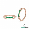 Contemporary Link Style Fine Jewelry Statement Ring with Green Gemstones