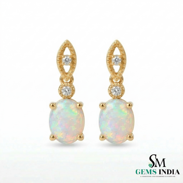 Vintage Inspired Opal Dangle Earrings for Women - Elegant Opal Jewelry