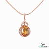 Teardrop Natural Citrine Pendant with Diamond Frame