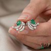 Pear Shape Emerald Earrings with Diamond Swirl – Fine Gold Jewelry