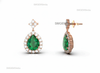 2.30 Carat Pear-Shaped Natural Emerald and Diamond Halo Drop Earrings in 18k Gold
