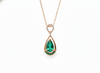 3.13 carat Genuine Emerald And Diamond Pendant for Woman's 14k Gold