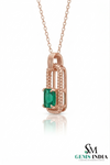 Octagon Emerald Green Gemstone Pendant For Woman - Gift for Her