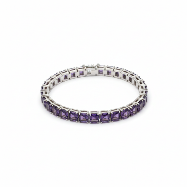 Radiant Emerald-Cut Amethyst Tennis Bracelet for Women