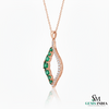 Natural Oval Emerald Wave Pendant in 14k gold fine gemstone jewelry