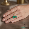 Square Cut & Pear Shape Emerald Pendant Necklace in 14K Gold - Elegant Fine Jewelry
