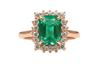 Elegant 3.50 carat Cushion Cut Natural Emerald And Diamond Statement Ring In 14K Gold