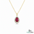 Pear Cut Natural Ruby and Diamond Halo Pendant in 14K gold