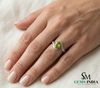 Oval Green Peridot Twist Ring with Diamond Accents - Peridot engagement ring